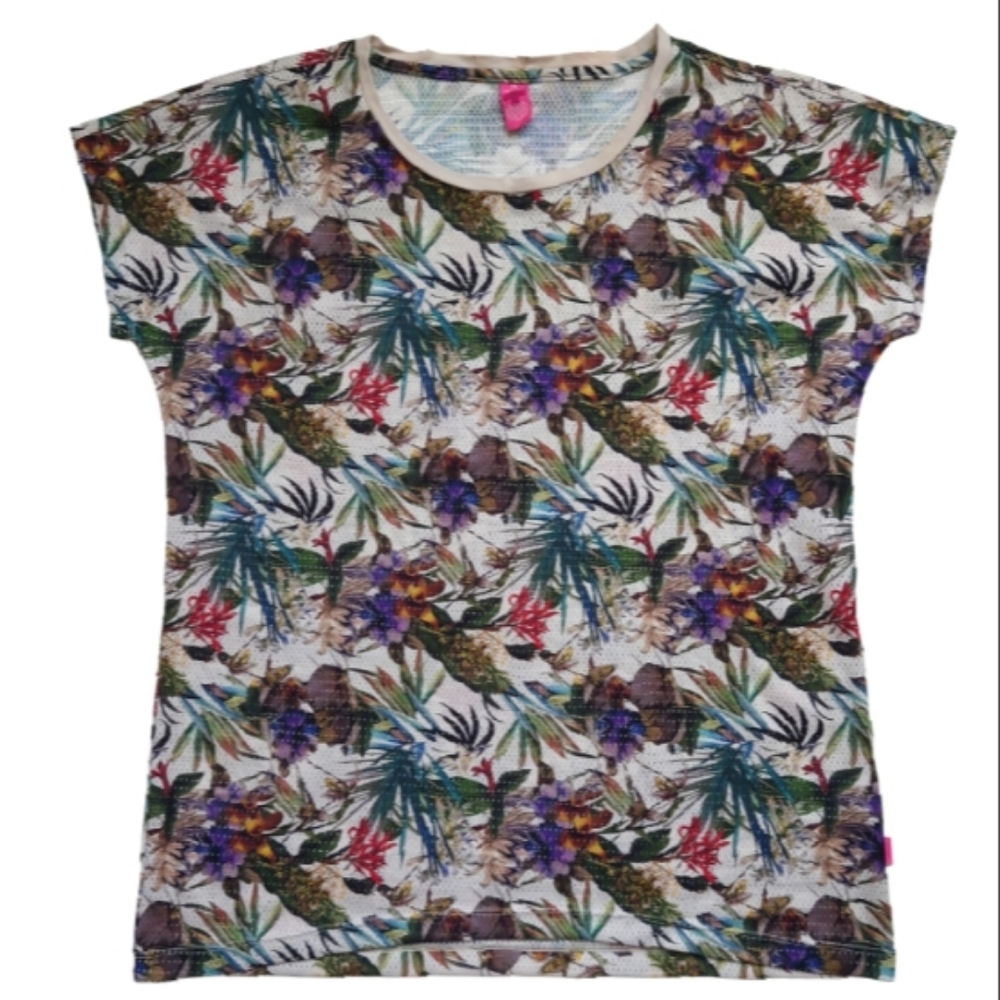 WILDROSES PINK LABEL Unisex Breathable Mesh Top Floral Patern Multicolor